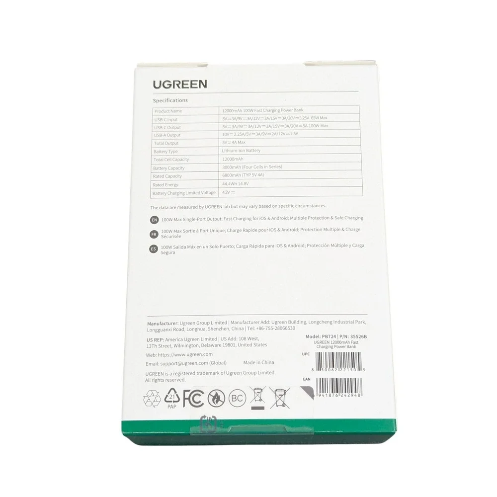 Cc3N UGREEN - Nexode 100W‎ 12000mAh Fast Charge Power Bank with Smart Display
